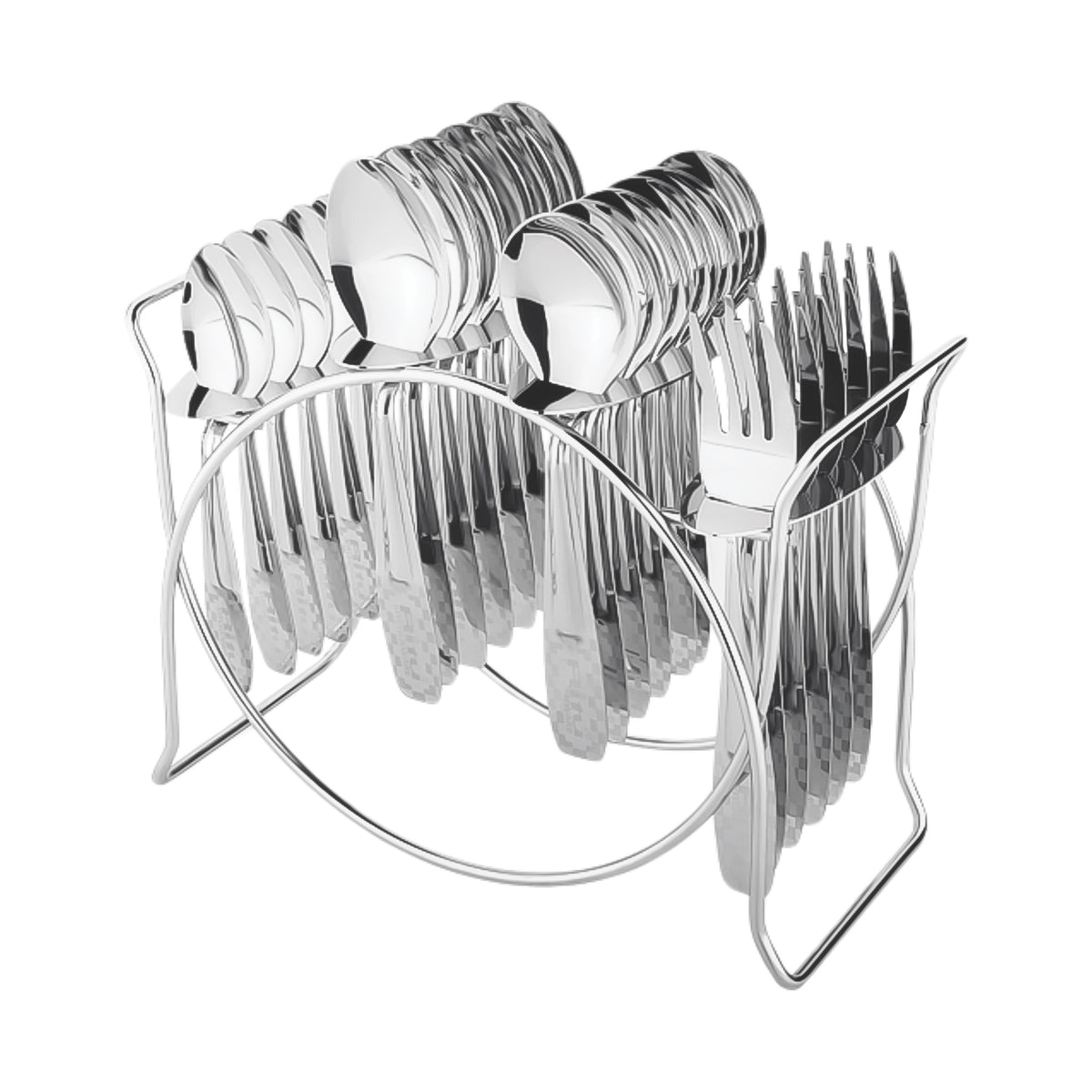 Stainless Steel Cutlery Set With Elegant Storage Stand (24 Pc)