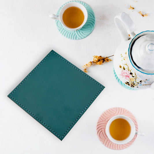 Square Tea Coaster - Dining Table Decor Accessories - Coaster For Dining Table For Hot Pots Coasters For Cups Durable And Long-lasting Leather Coffee Table For Home Or Office Use (1 Pc 4 Pc)