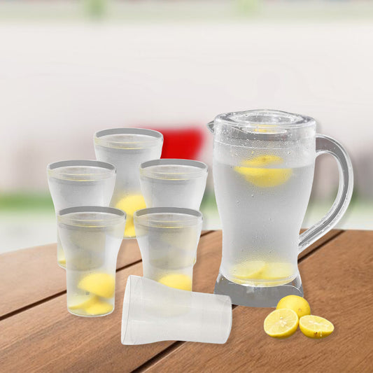 Apex Unbreakable Lemon Jug Set With 6 Glasses 1200ml Jug + 300ml Glasses Approx