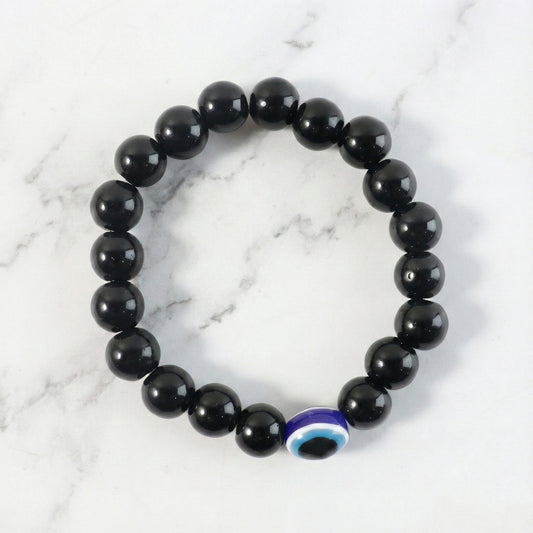 Elegant Dual-tone Crystal Beaded Stretch Bracelet (1 Pc)