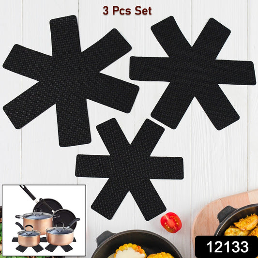 Close-up of black felt pan protector pad showing soft texture for preventing scratches