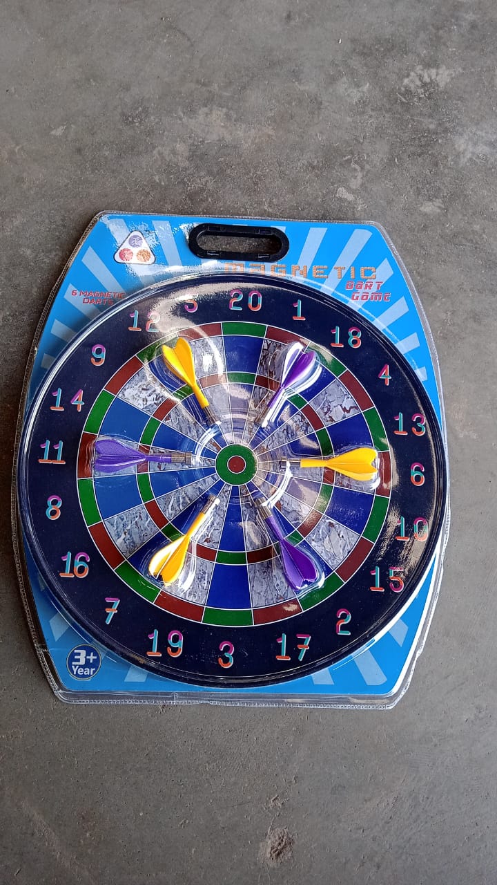Portable magnetic dart board game for indoor and outdoor use