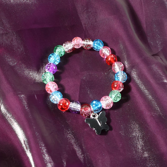 Premium Multicolor Crackle-bead Stretch Bracelet (1 Pc)