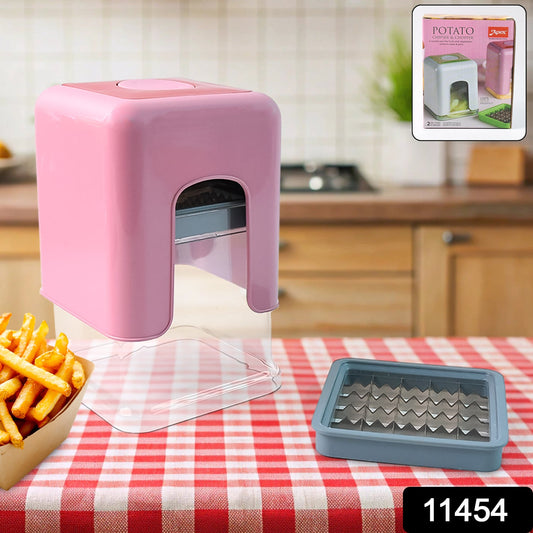 Potato chipser featuring interchangeable thin stainless steel blade for delicate cuts