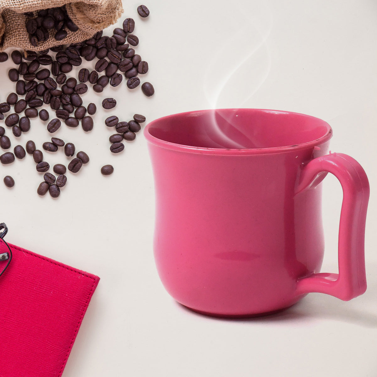 Premium Plastic Coffee Tea Cups Mug With Handle (1 Pc With Color Box Mix Color)