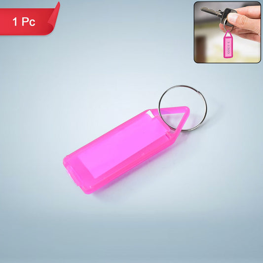 Clear keychain ID tag in assorted translucent color with attached split ring