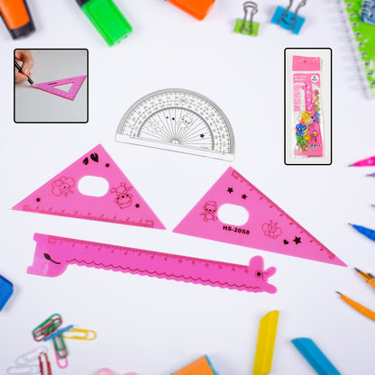 4 Pc giraffe ruler set showing plastic rulers with CM and Inch scales