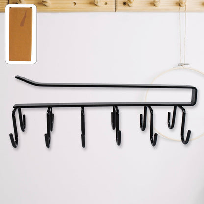 Double-row cup holder rack installed neatly under a kitchen cabinet.