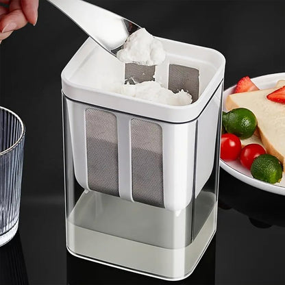 Front view of 2-in-1 yogurt strainer with storage container 1100ml capacity