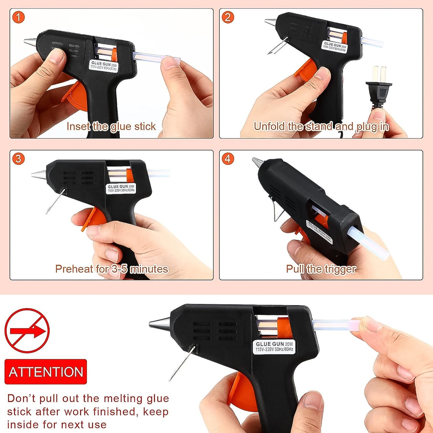 Side angle showing ergonomic design of professional glue gun