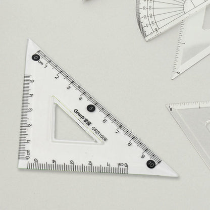 Angle measurement protractor from 4-piece transparent geometry set