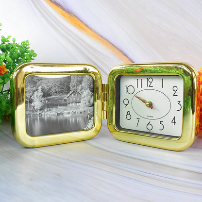 Stylish foldable desk clock placed on a modern office desk