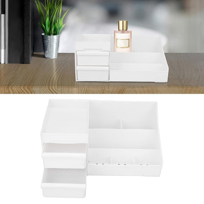Elegant white desktop cosmetic storage box ideal for bedroom dressing table
