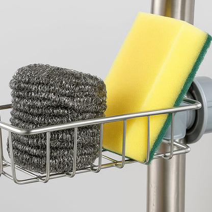Stylish and practical stainless steel sink caddy organizer for kitchen
