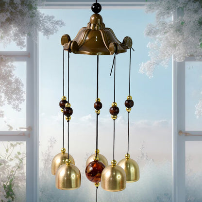 Soothing tones from decorative wind chimes in backyard patio