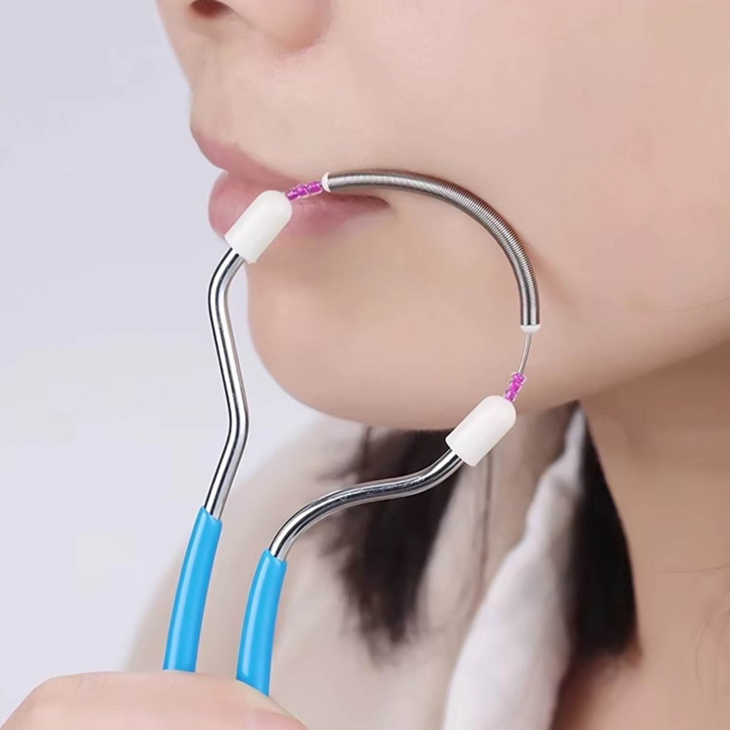 Stainless steel facial hair remover spring tool effective for upper lip and chin
