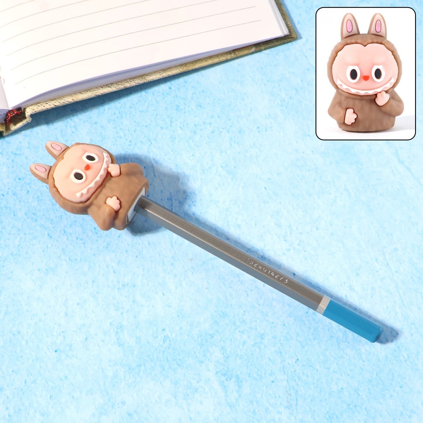 Side view of cartoon shaped eraser with integrated pencil sharpener