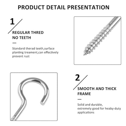Close-up of self-tapping stainless steel eye hook screw
