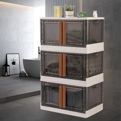 Plastic wardrobe organizer with top lid opening and folding feature