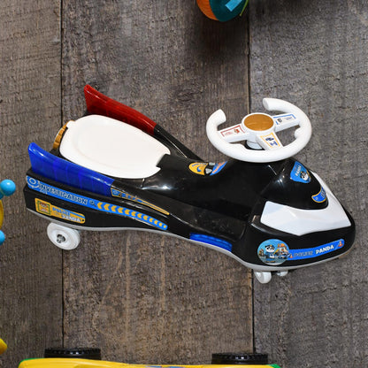 Police Ride-On Toy Car highlighting anti-slip footboard and safety features