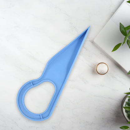 Close-up of mattress lifter tool showing ergonomic curved handle design