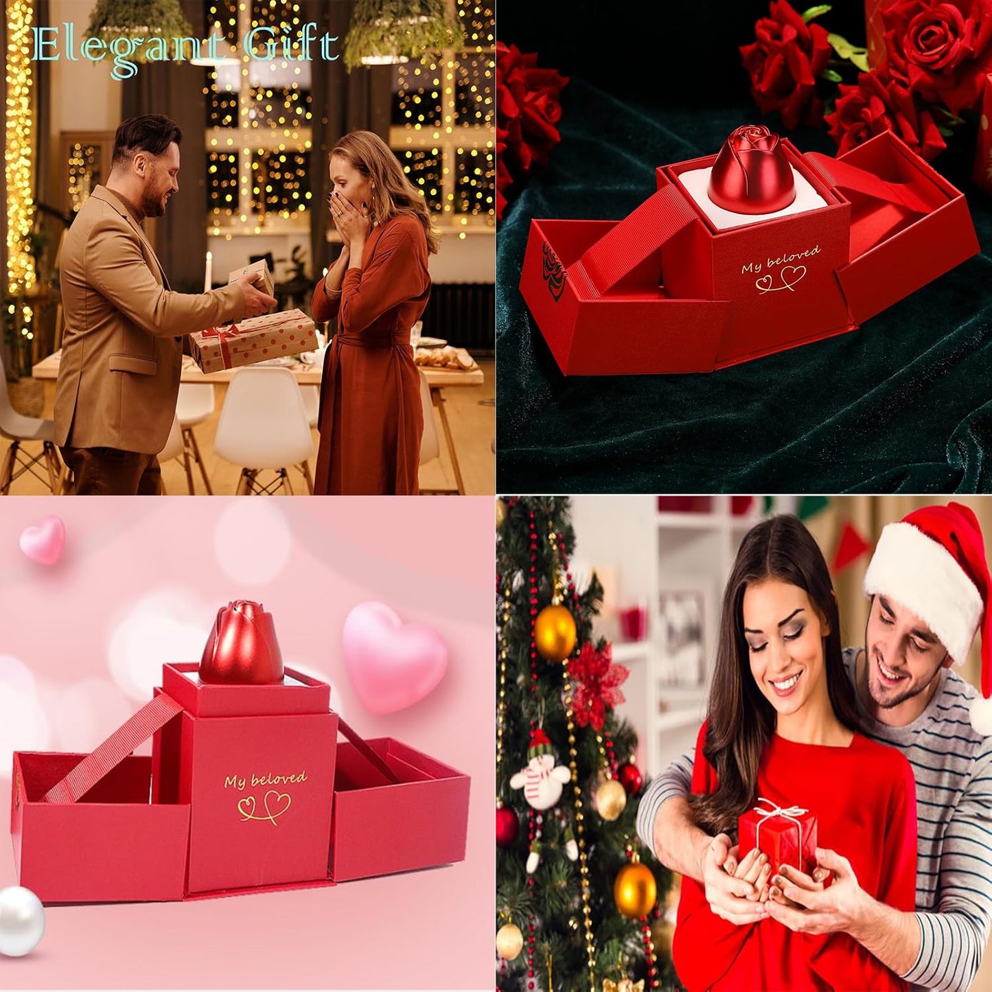 Red rose charm jewellery box designed for romantic gift presentation