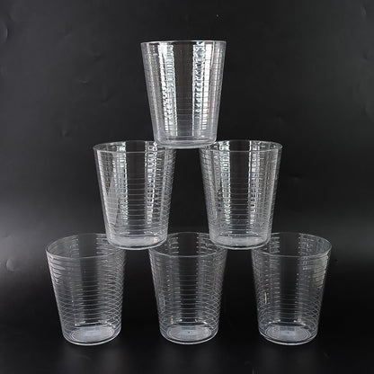 Crystal-clear Plastic Ringo Glass filled with chilled beverage on table