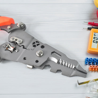 8-in-1 wire stripper pliers with essential tool accessories