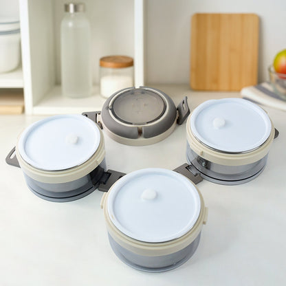 Triple-layer insulated stainless steel tiffin lunch box with spoon