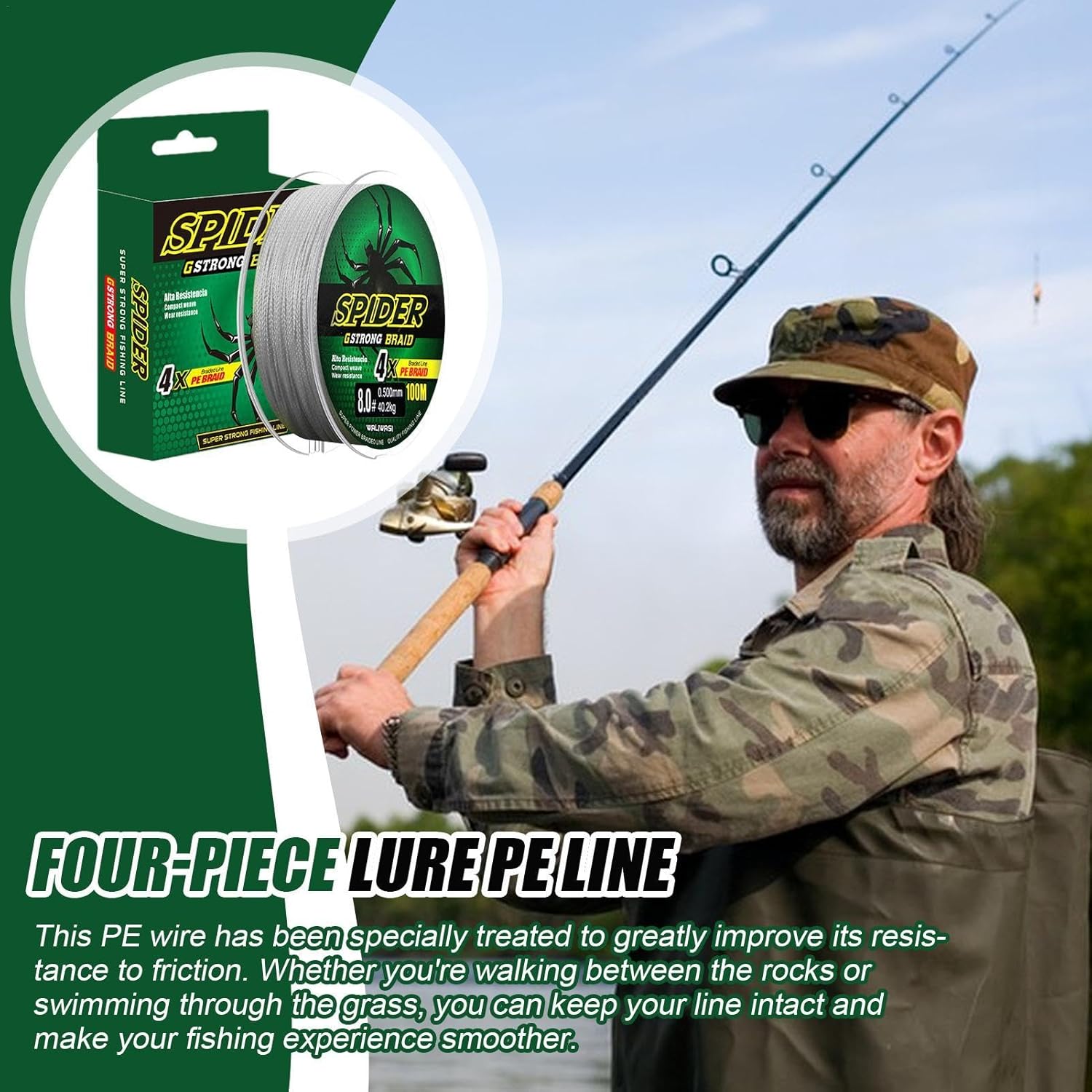 High strength braided fishing line spool