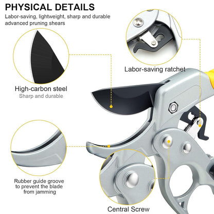Ergonomic anti-slip cushioned handle on pruning shears for comfortable garden use