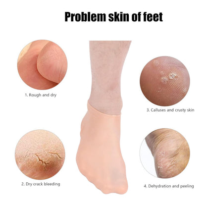 Soft step heel silicone socks providing heel softener and anti-slip