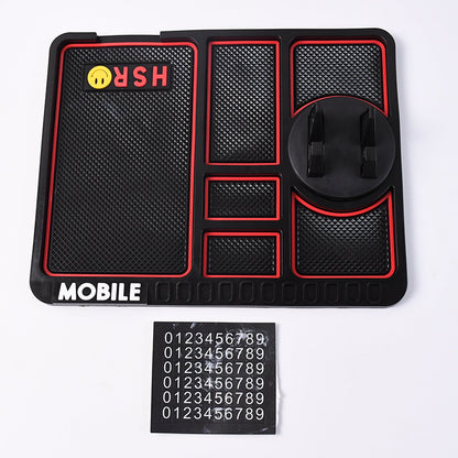 Multifunctional car dashboard mat used as mobile phone holder and storage pad