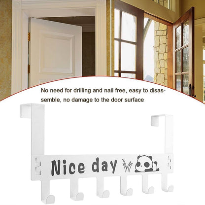 Ultra durable heavy-duty carbon steel 6-hook over door rack in white color