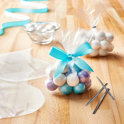 Flat clear cookie bags with neat edges for bakery treat packaging