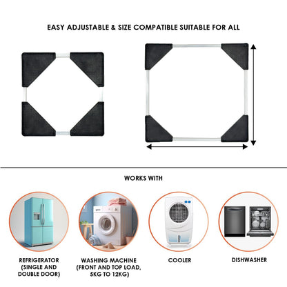 Adjustable rods of the appliance stand base trolley for various appliance sizes
