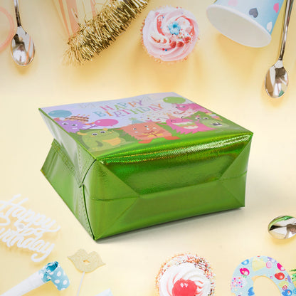 Festive and colorful reusable birthday gift bag with fun design