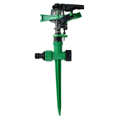 Pro spin impact lawn sprinkler in operation providing even watering