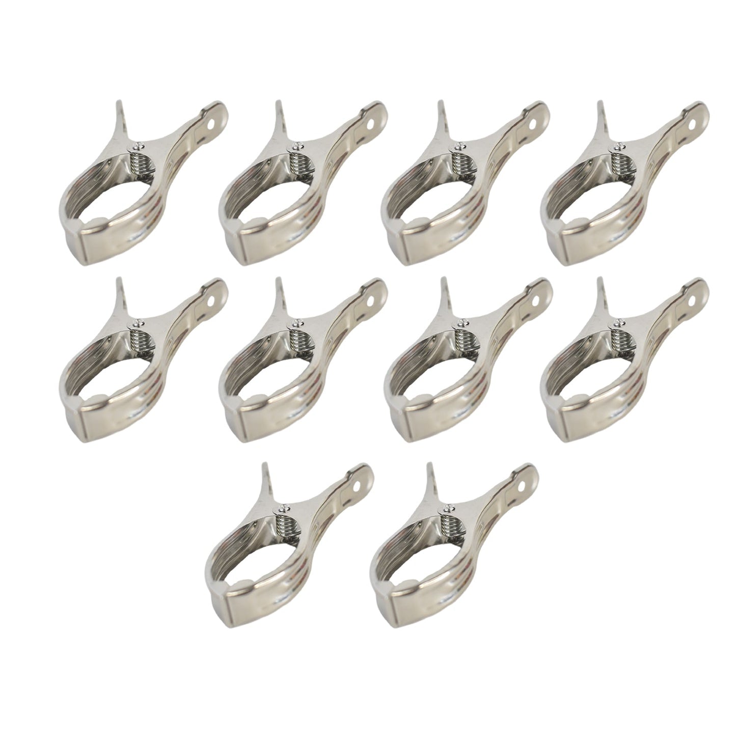 IronHold branded stainless steel clothespins for secure outdoor laundry.