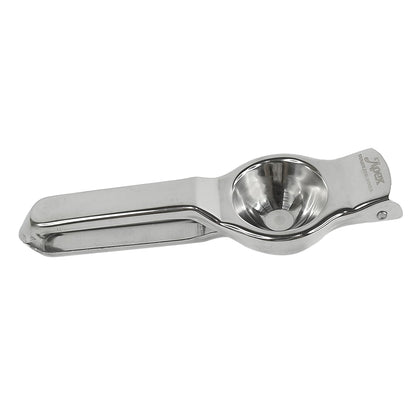 Manual citrus juicer with ergonomic handle and rust resistant finish