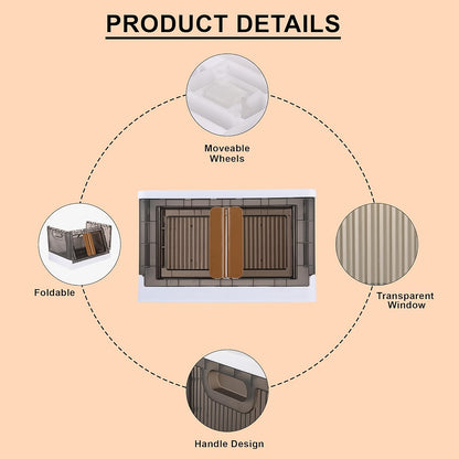 Plastic folding wardrobe organizer with wheels and double doors closed