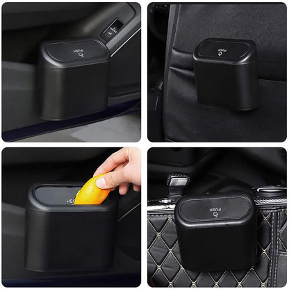 AutoMinder plastic mini car trash can with durable lid design