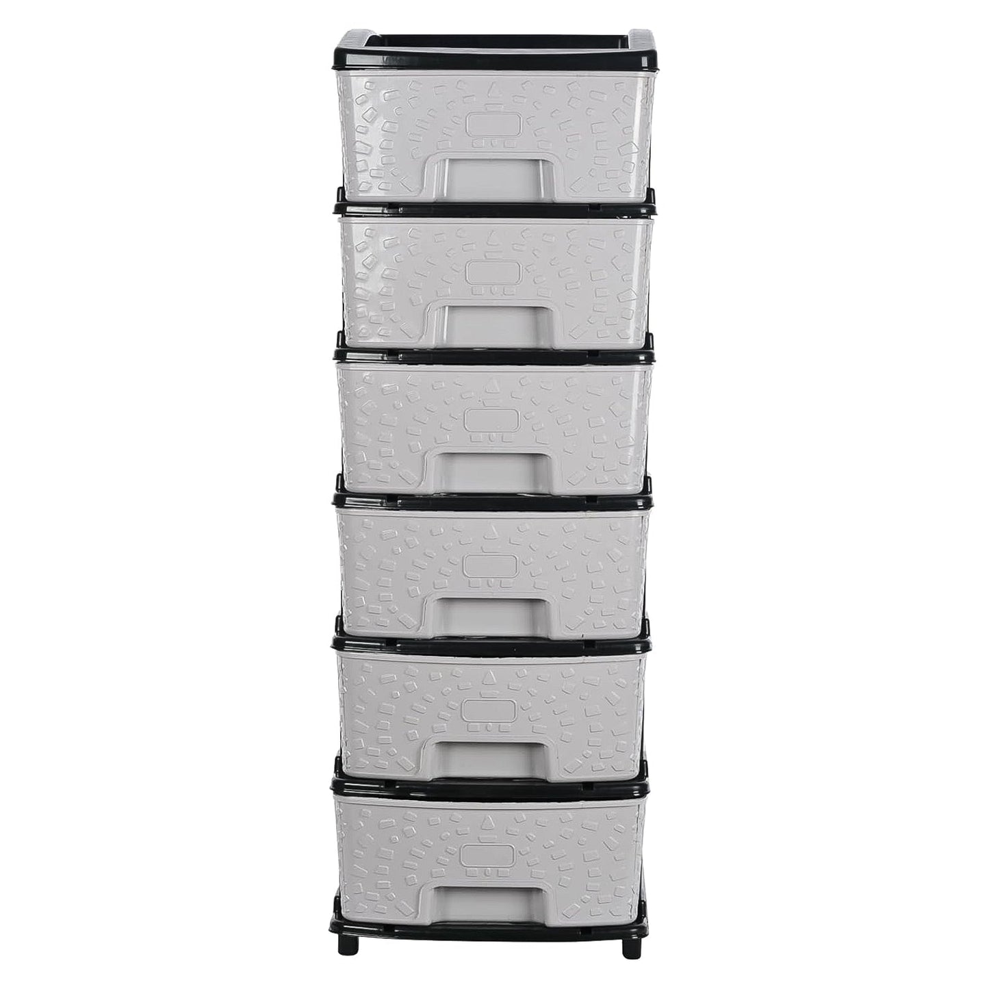 Stone wave design textured plastic drawers on 6-layer storage cabinet