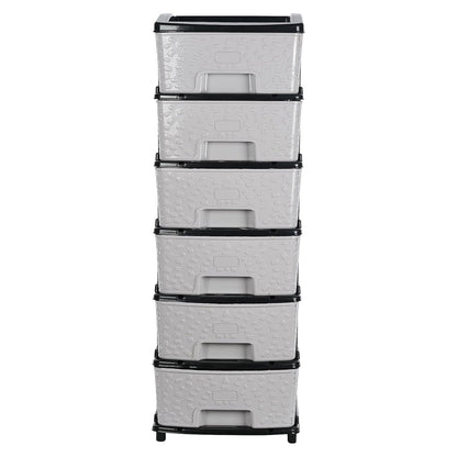 Stone wave design textured plastic drawers on 6-layer storage cabinet