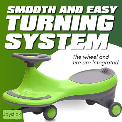 Close-up of butterfly steering wheel on children's ride on toy car