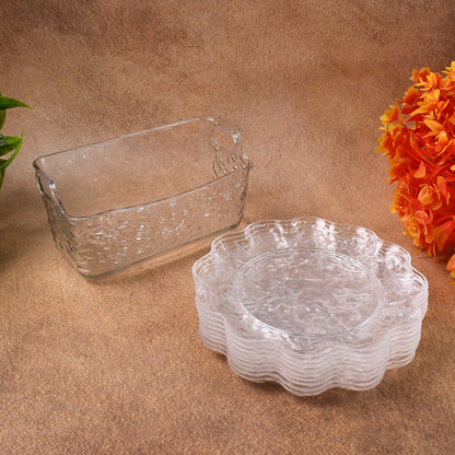 Plastic dinner plates set with flower design and vibrant colors