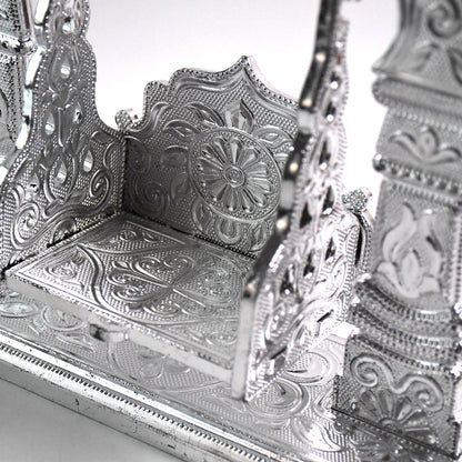 Intricately engraved silver finish Jhula for Laddu Gopal idols