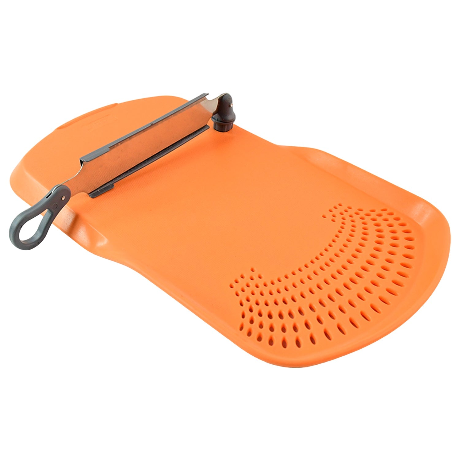 User slicing fresh vegetables on Cut 'n' Wash cutting board with strainer