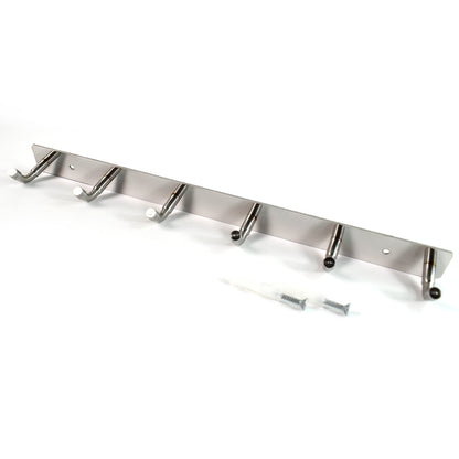 Installation hardware including screws and plugs for stainless steel hook rack