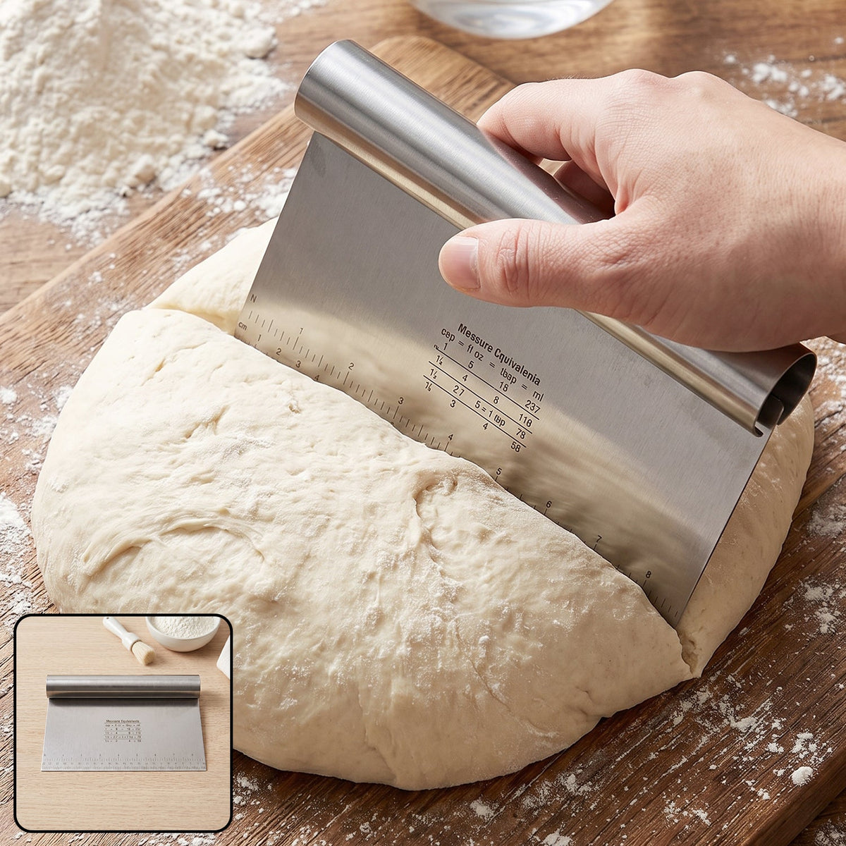 Big Stainless Steel Dough Scraper Cutter 22 X 12 Cm With Scale (1 Pc)